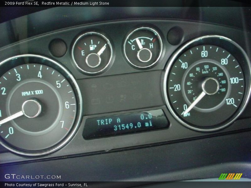 Redfire Metallic / Medium Light Stone 2009 Ford Flex SE