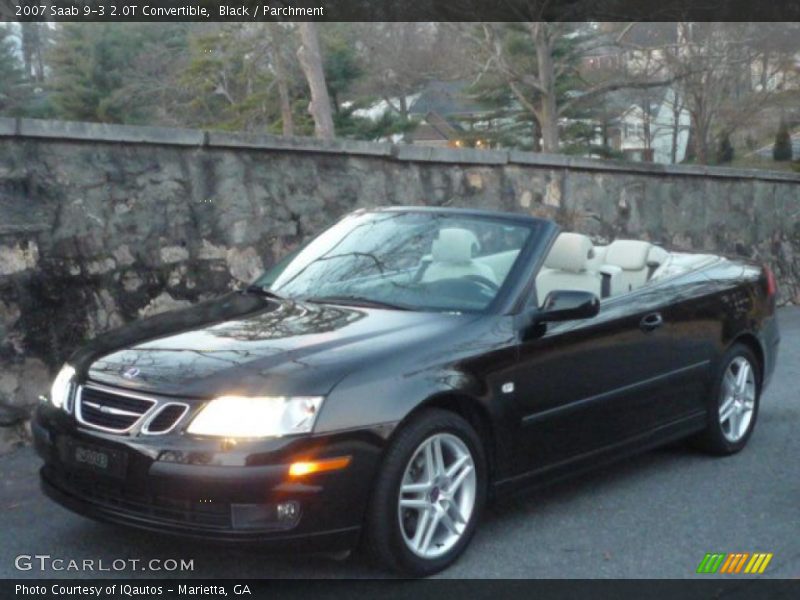 Black / Parchment 2007 Saab 9-3 2.0T Convertible