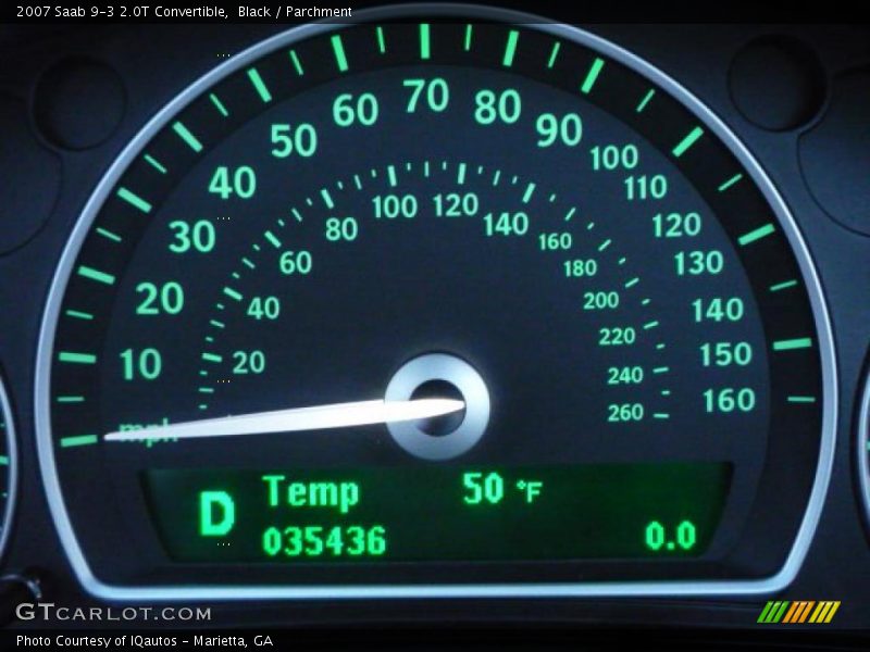 Black / Parchment 2007 Saab 9-3 2.0T Convertible