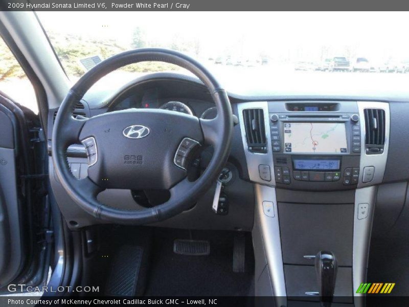 Powder White Pearl / Gray 2009 Hyundai Sonata Limited V6
