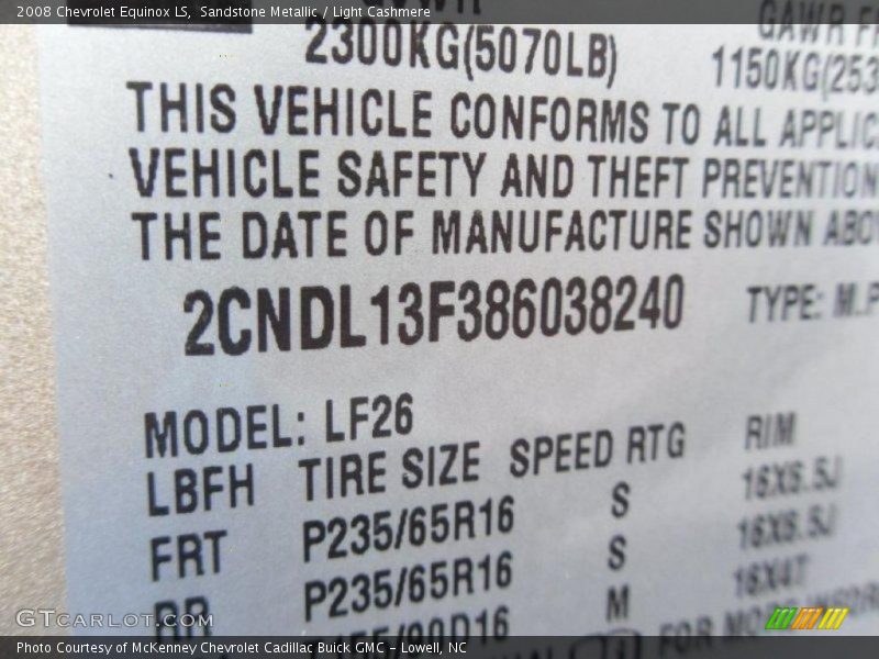 Sandstone Metallic / Light Cashmere 2008 Chevrolet Equinox LS