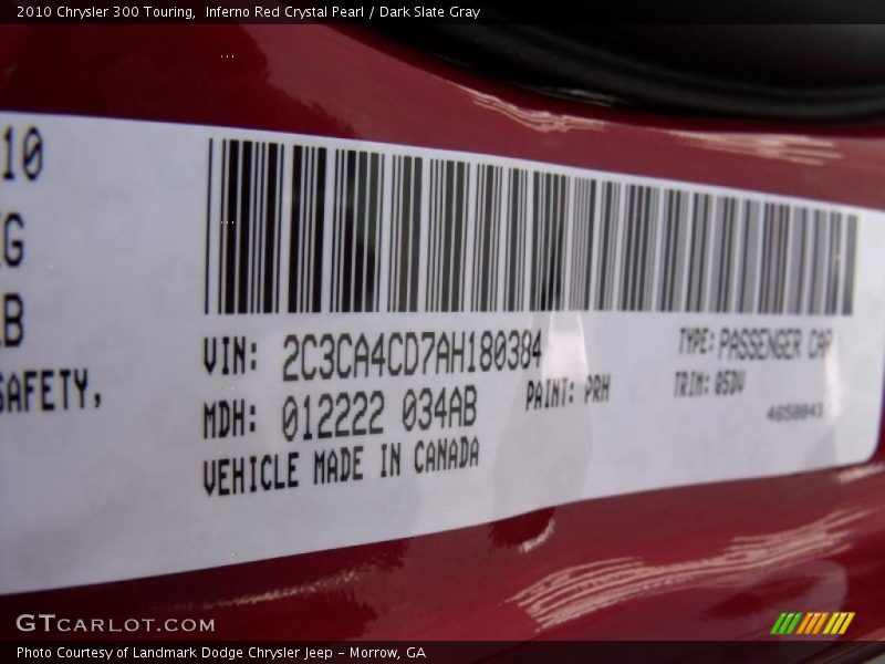 Inferno Red Crystal Pearl / Dark Slate Gray 2010 Chrysler 300 Touring