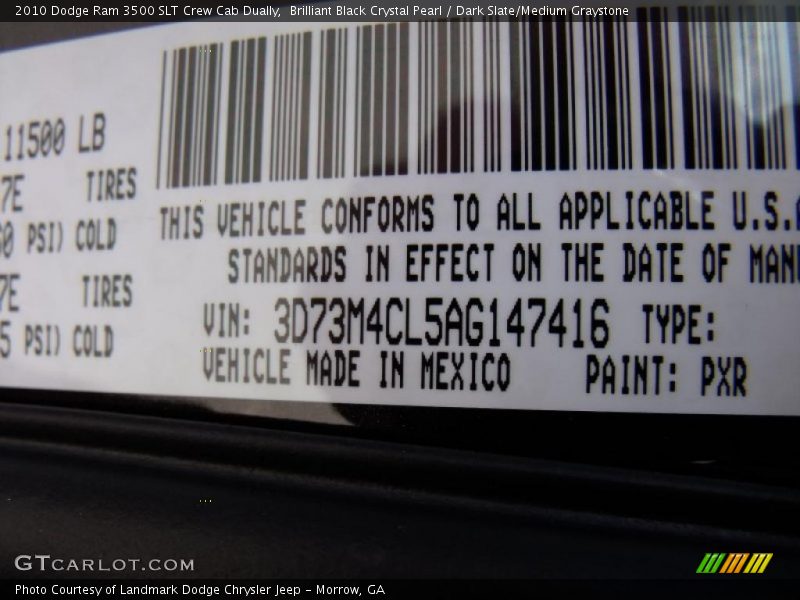 Brilliant Black Crystal Pearl / Dark Slate/Medium Graystone 2010 Dodge Ram 3500 SLT Crew Cab Dually