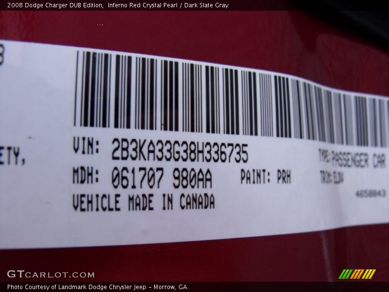 Inferno Red Crystal Pearl / Dark Slate Gray 2008 Dodge Charger DUB Edition