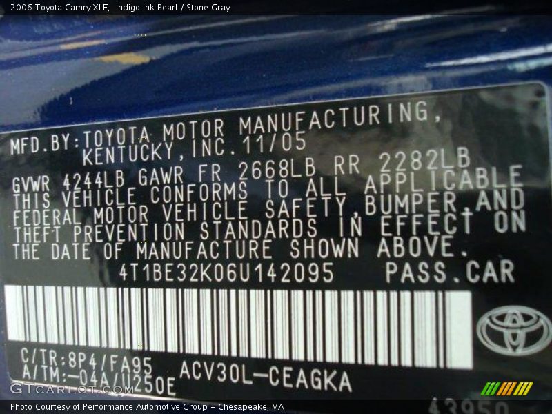Indigo Ink Pearl / Stone Gray 2006 Toyota Camry XLE