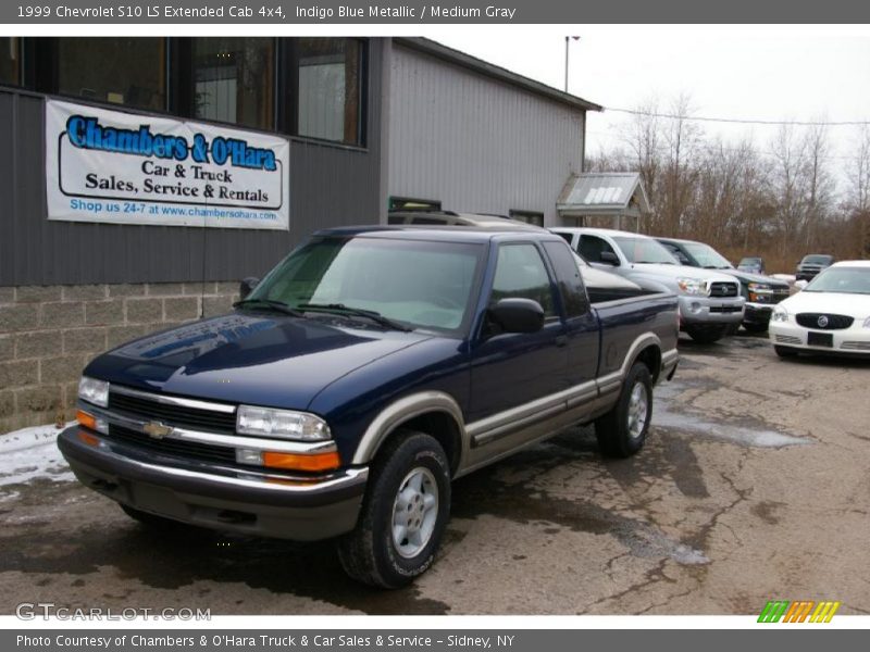 Indigo Blue Metallic / Medium Gray 1999 Chevrolet S10 LS Extended Cab 4x4