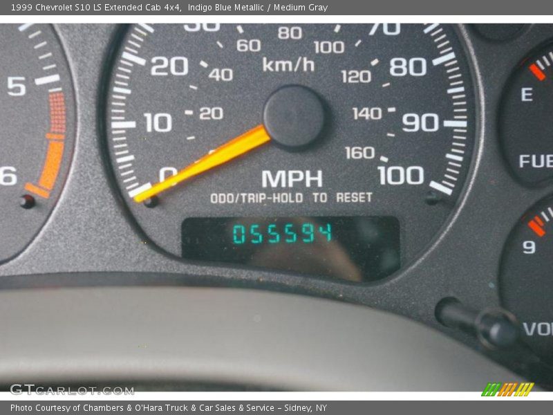 Indigo Blue Metallic / Medium Gray 1999 Chevrolet S10 LS Extended Cab 4x4