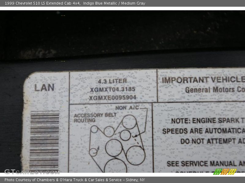 Indigo Blue Metallic / Medium Gray 1999 Chevrolet S10 LS Extended Cab 4x4