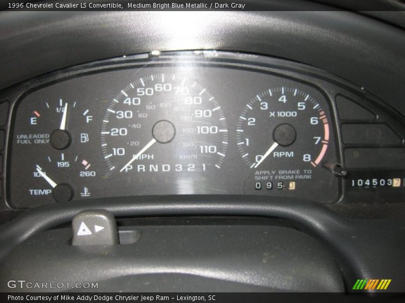 Medium Bright Blue Metallic / Dark Gray 1996 Chevrolet Cavalier LS Convertible