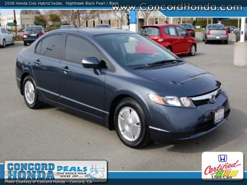 Nighthawk Black Pearl / Black 2008 Honda Civic Hybrid Sedan