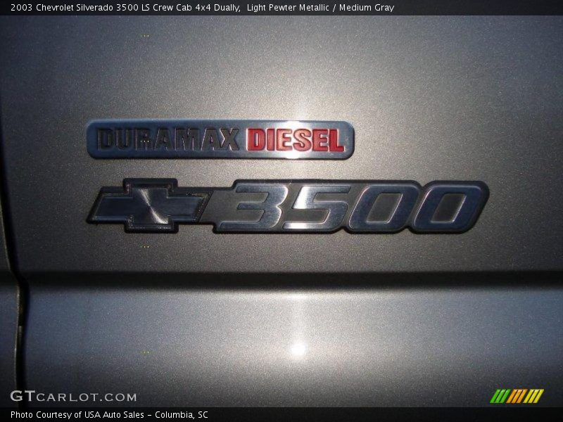 Light Pewter Metallic / Medium Gray 2003 Chevrolet Silverado 3500 LS Crew Cab 4x4 Dually