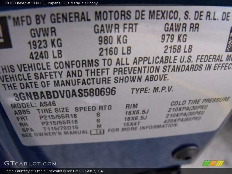 Imperial Blue Metallic / Ebony 2010 Chevrolet HHR LT