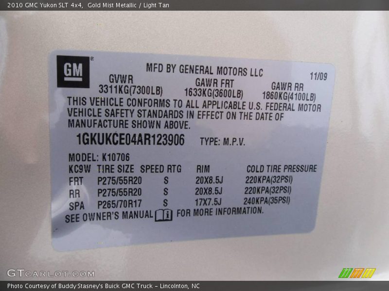 Gold Mist Metallic / Light Tan 2010 GMC Yukon SLT 4x4