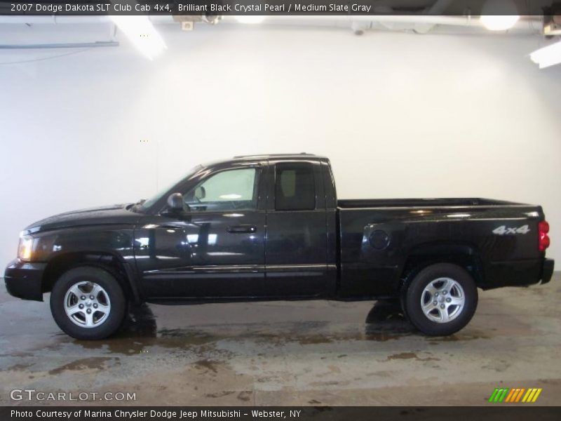 Brilliant Black Crystal Pearl / Medium Slate Gray 2007 Dodge Dakota SLT Club Cab 4x4