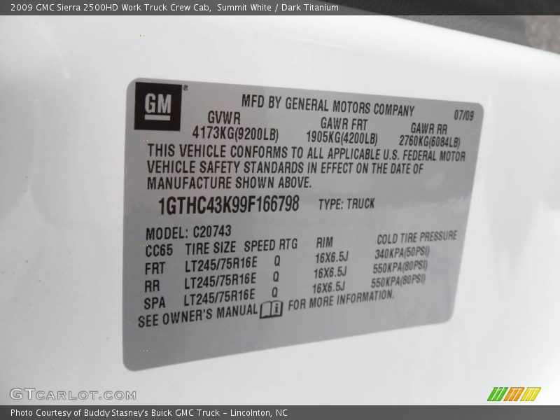 Summit White / Dark Titanium 2009 GMC Sierra 2500HD Work Truck Crew Cab
