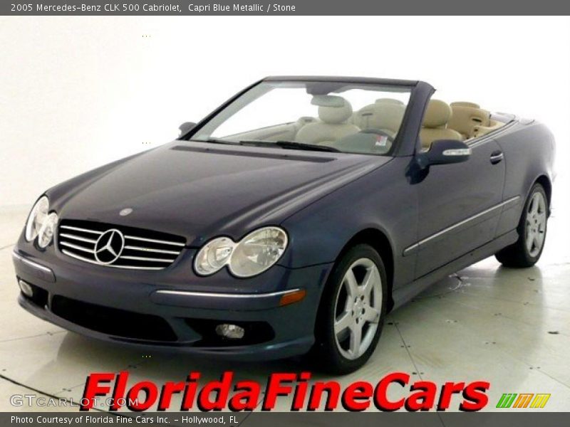 Capri Blue Metallic / Stone 2005 Mercedes-Benz CLK 500 Cabriolet