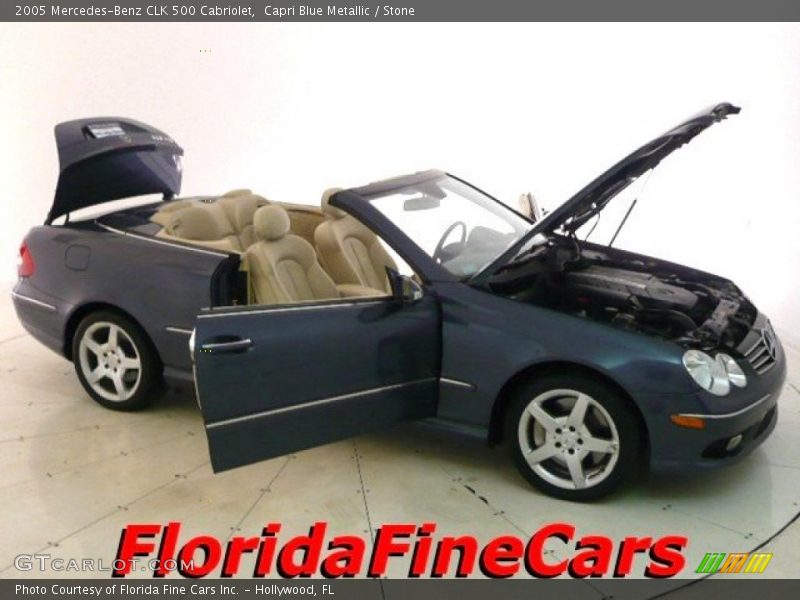 Capri Blue Metallic / Stone 2005 Mercedes-Benz CLK 500 Cabriolet