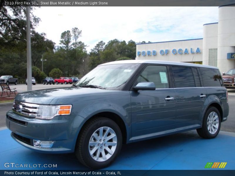 Steel Blue Metallic / Medium Light Stone 2010 Ford Flex SEL