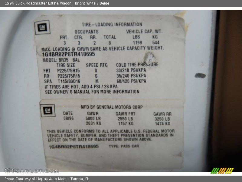 Bright White / Beige 1996 Buick Roadmaster Estate Wagon