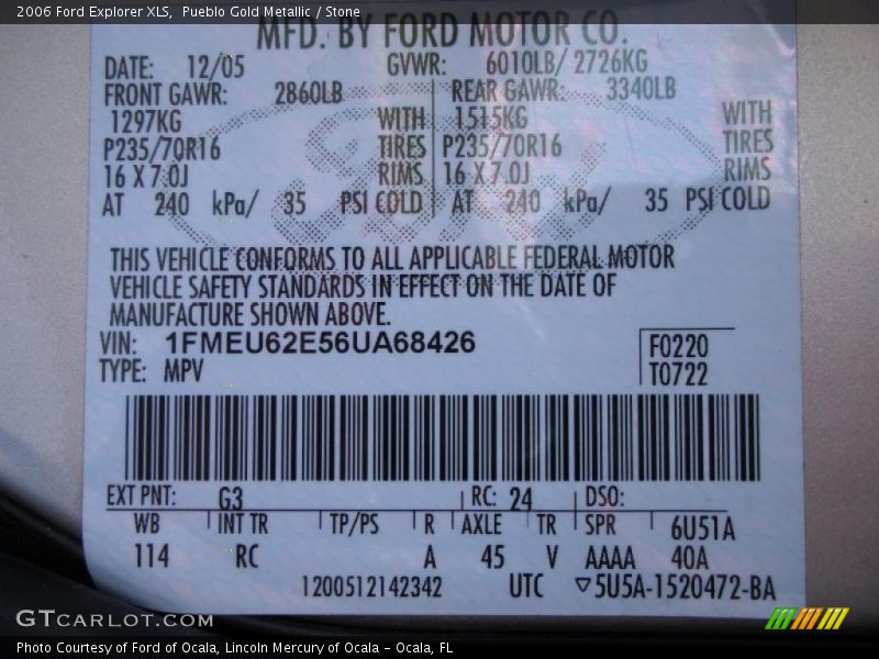 Pueblo Gold Metallic / Stone 2006 Ford Explorer XLS
