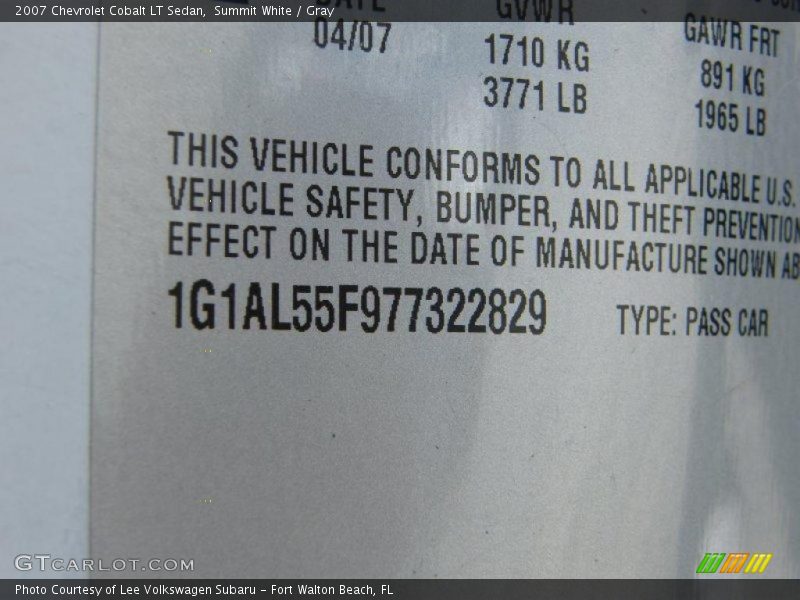 Summit White / Gray 2007 Chevrolet Cobalt LT Sedan