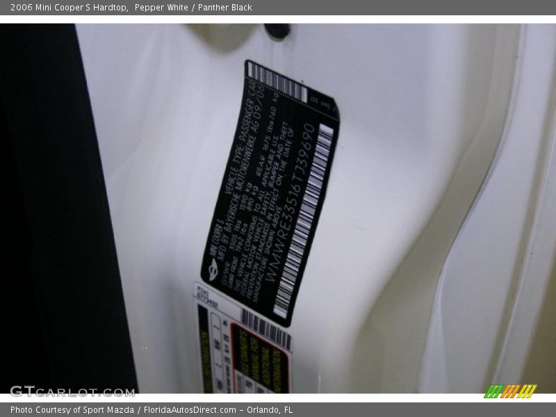 Pepper White / Panther Black 2006 Mini Cooper S Hardtop