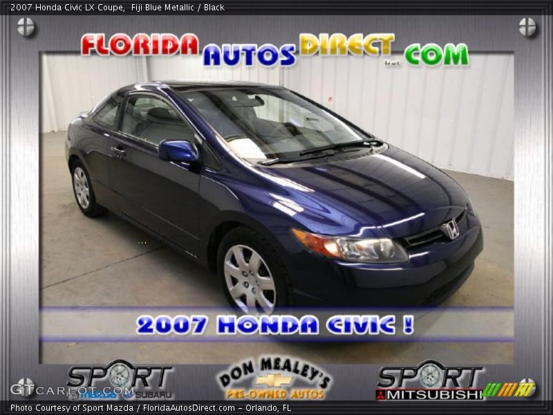 Fiji Blue Metallic / Black 2007 Honda Civic LX Coupe