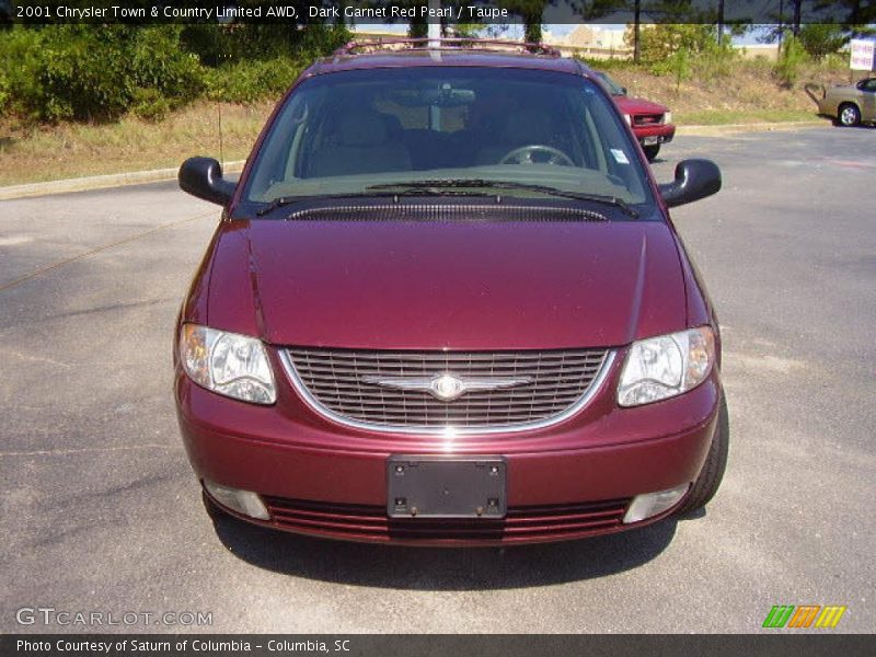 Dark Garnet Red Pearl / Taupe 2001 Chrysler Town & Country Limited AWD