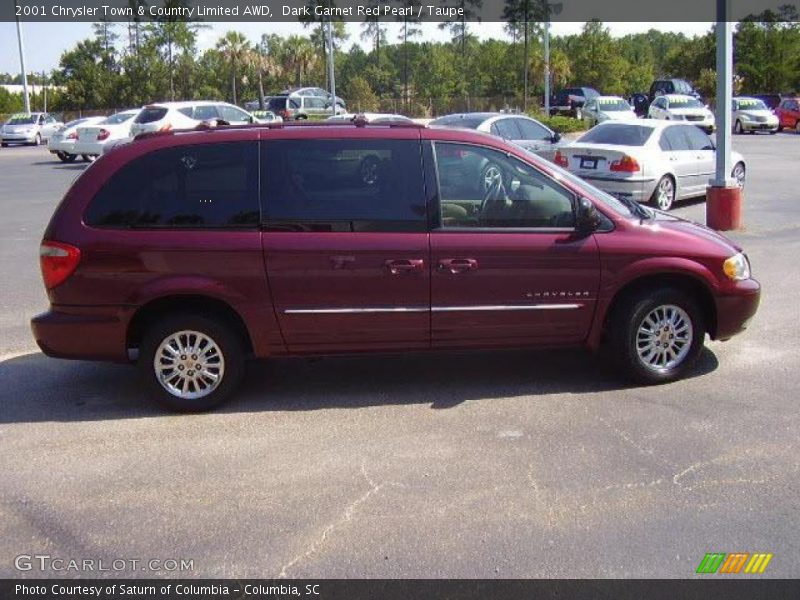 Dark Garnet Red Pearl / Taupe 2001 Chrysler Town & Country Limited AWD