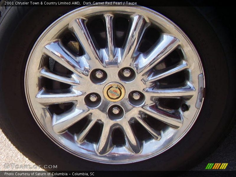 Dark Garnet Red Pearl / Taupe 2001 Chrysler Town & Country Limited AWD