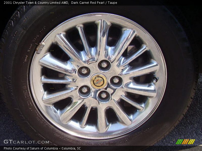 Dark Garnet Red Pearl / Taupe 2001 Chrysler Town & Country Limited AWD