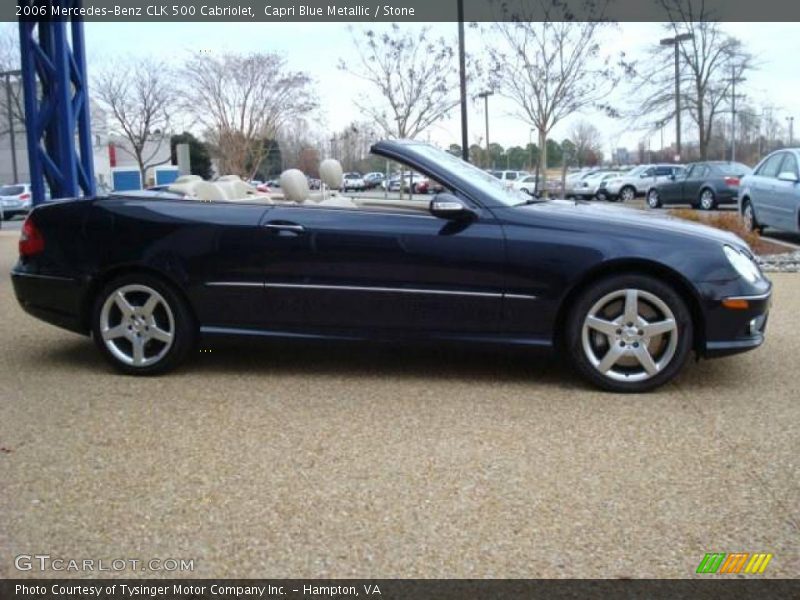 Capri Blue Metallic / Stone 2006 Mercedes-Benz CLK 500 Cabriolet