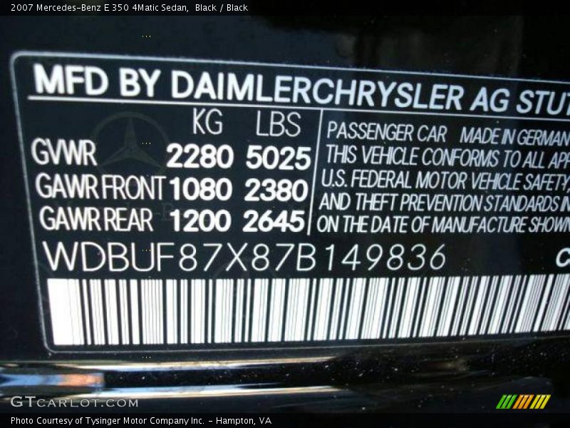 Black / Black 2007 Mercedes-Benz E 350 4Matic Sedan