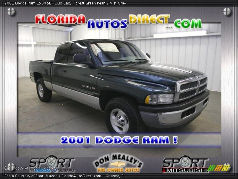 Forest Green Pearl / Mist Gray 2001 Dodge Ram 1500 SLT Club Cab