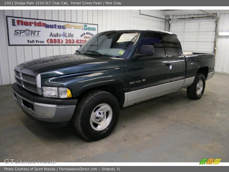 Forest Green Pearl / Mist Gray 2001 Dodge Ram 1500 SLT Club Cab