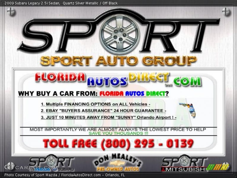 Quartz Silver Metallic / Off Black 2009 Subaru Legacy 2.5i Sedan