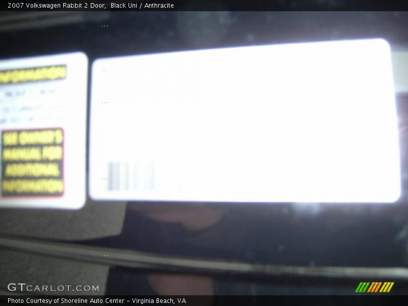 Black Uni / Anthracite 2007 Volkswagen Rabbit 2 Door