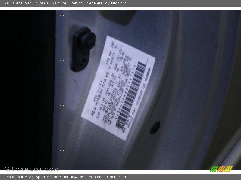 Sterling Silver Metallic / Midnight 2003 Mitsubishi Eclipse GTS Coupe