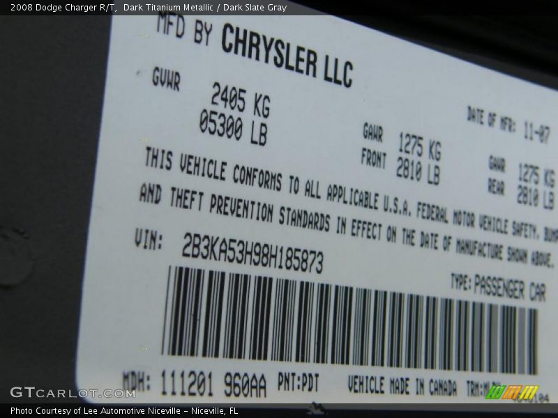 Dark Titanium Metallic / Dark Slate Gray 2008 Dodge Charger R/T