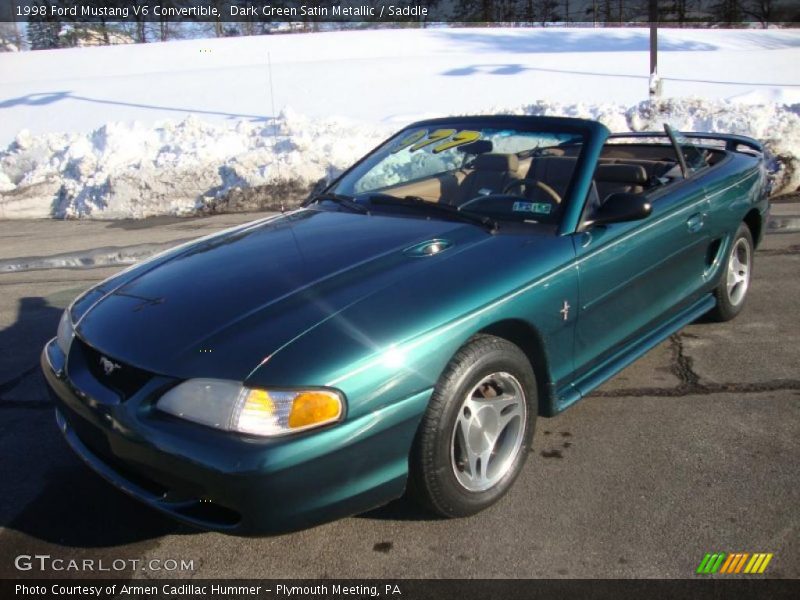Dark Green Satin Metallic / Saddle 1998 Ford Mustang V6 Convertible
