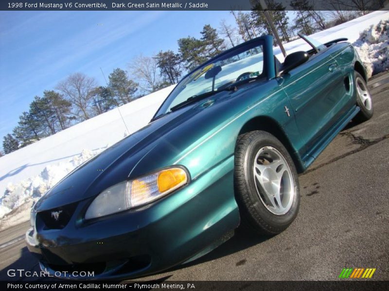 Dark Green Satin Metallic / Saddle 1998 Ford Mustang V6 Convertible