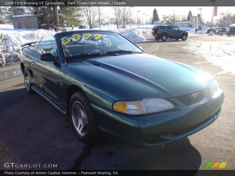 Dark Green Satin Metallic / Saddle 1998 Ford Mustang V6 Convertible