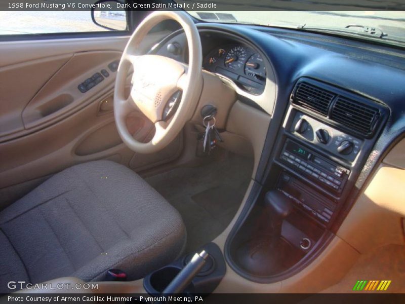 Dark Green Satin Metallic / Saddle 1998 Ford Mustang V6 Convertible
