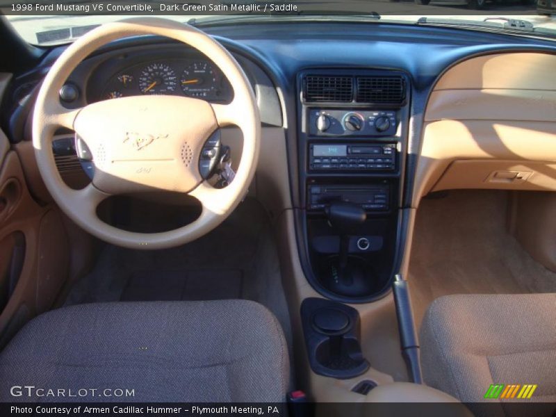 Dark Green Satin Metallic / Saddle 1998 Ford Mustang V6 Convertible