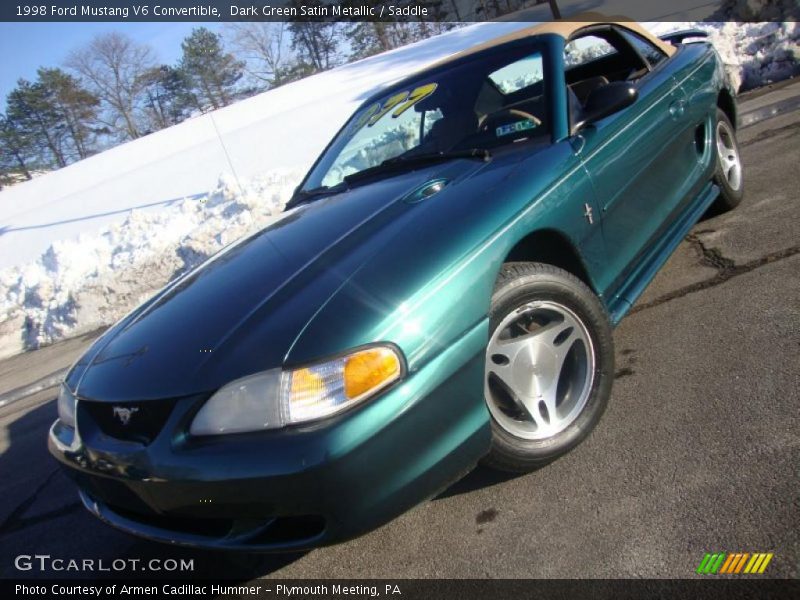 Dark Green Satin Metallic / Saddle 1998 Ford Mustang V6 Convertible