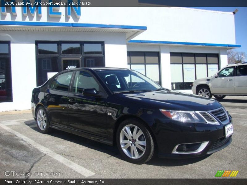 Black / Black 2008 Saab 9-3 Aero Sport Sedan