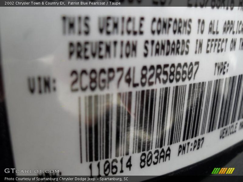 Patriot Blue Pearlcoat / Taupe 2002 Chrysler Town & Country EX
