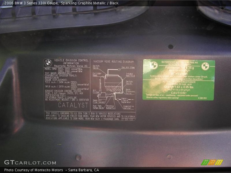 Sparkling Graphite Metallic / Black 2006 BMW 3 Series 330i Coupe