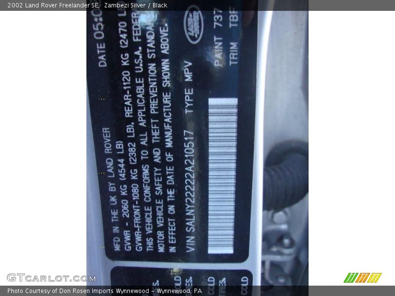 Zambezi Silver / Black 2002 Land Rover Freelander SE