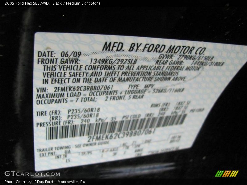 Black / Medium Light Stone 2009 Ford Flex SEL AWD
